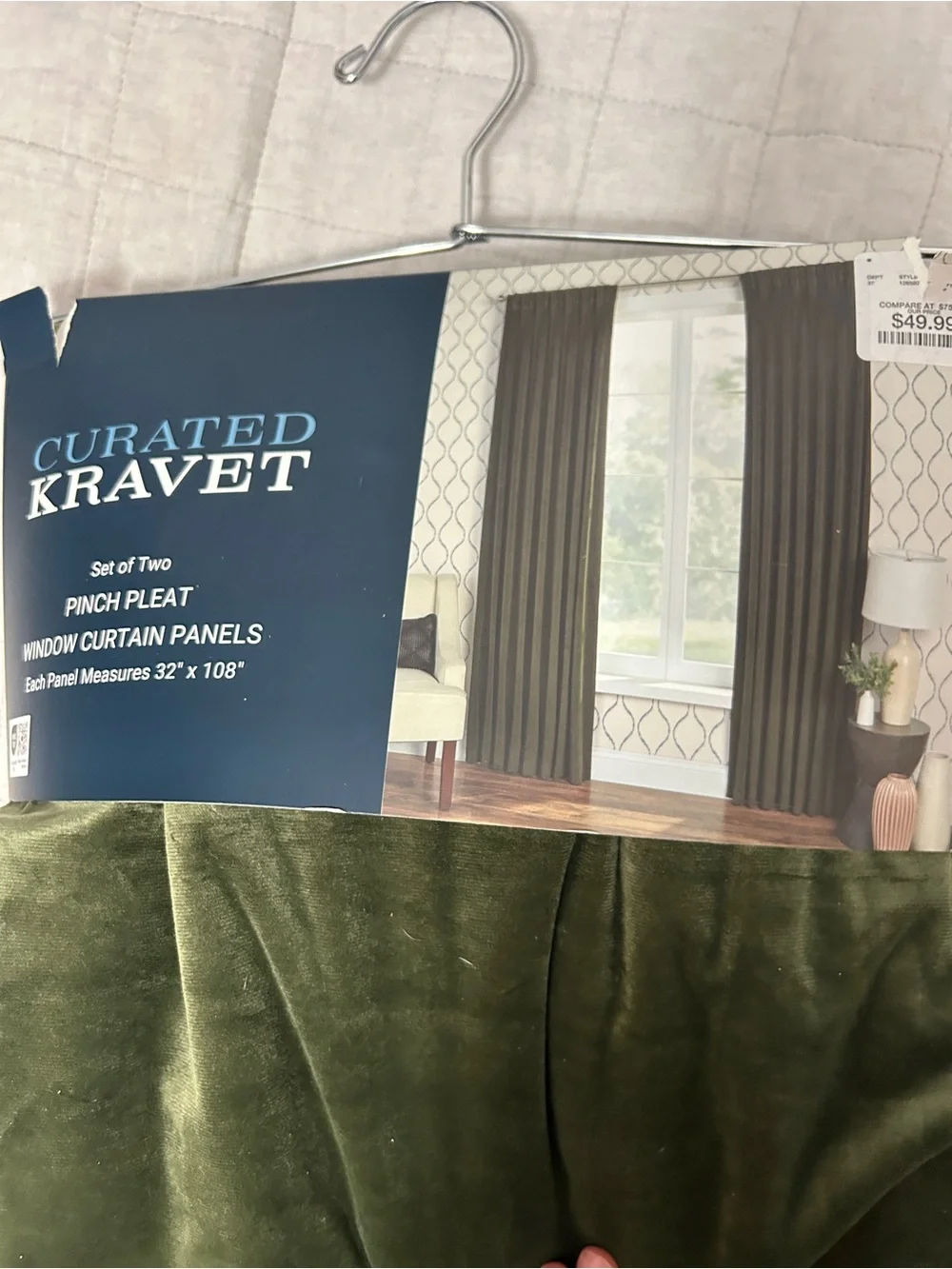 rave Olive Green Pinch Pleat Window Curtain Panels - Set of Two